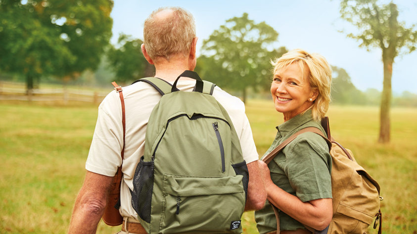 Couple walking outdoors